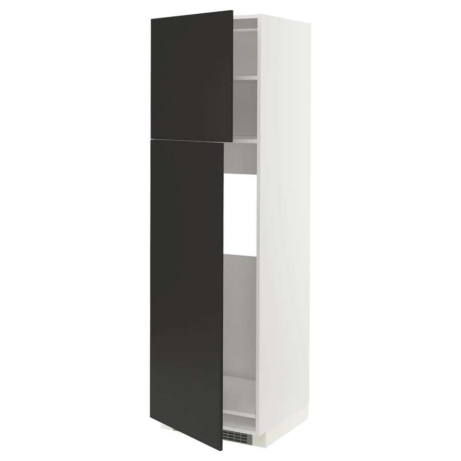 Кухонный шкаф-пенал - IKEA METOD/МЕТОД ИКЕА, 200х60х60 см, белый/черный (изображение №1)
