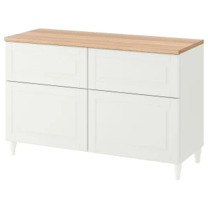 Комбинация для хранения - IKEA BESTÅ/BESTA, 120х42х76 см, под беленый дуб/белый, БЕСТО ИКЕА
