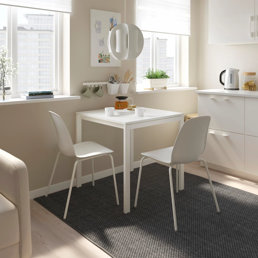Кухонный стол - MELLTORP/LIDÅS IKEA/МЕЛЛЬТОРП /ЛИДОС ИКЕА, 75х75 см, белый (изображение №2)