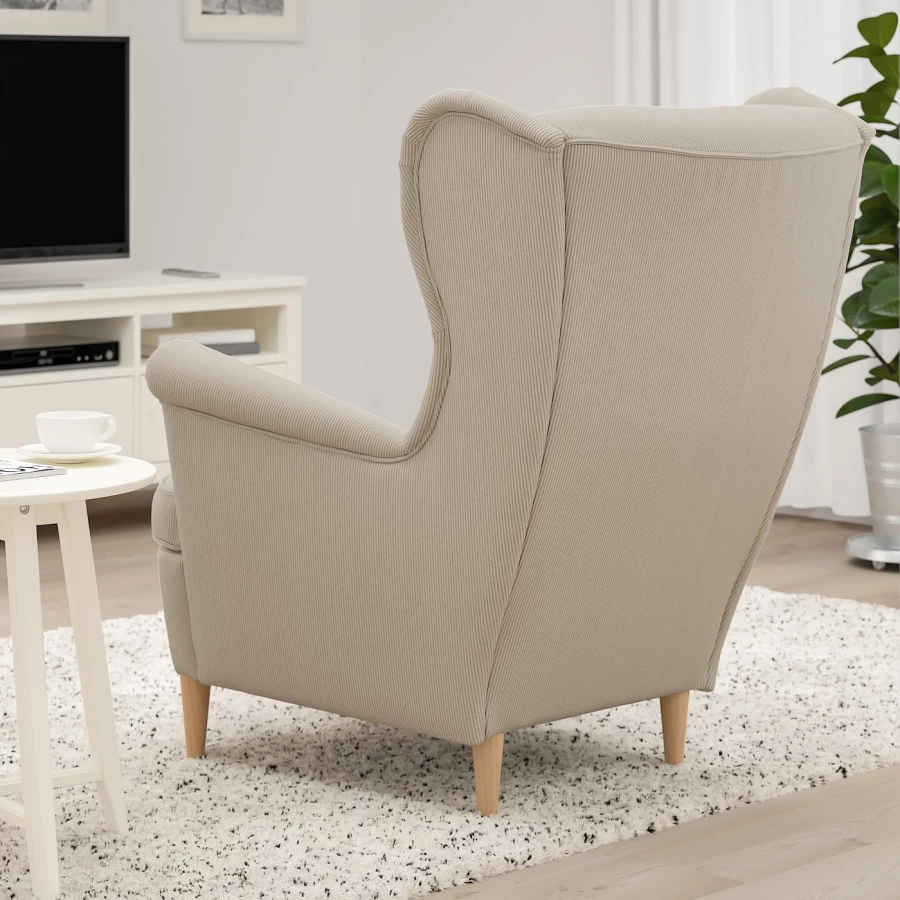 Кресло с подголовником - IKEA STRANDMON, 82х96х101 см, бежевый, СТРАНДМОН ИКЕА (изображение №3)