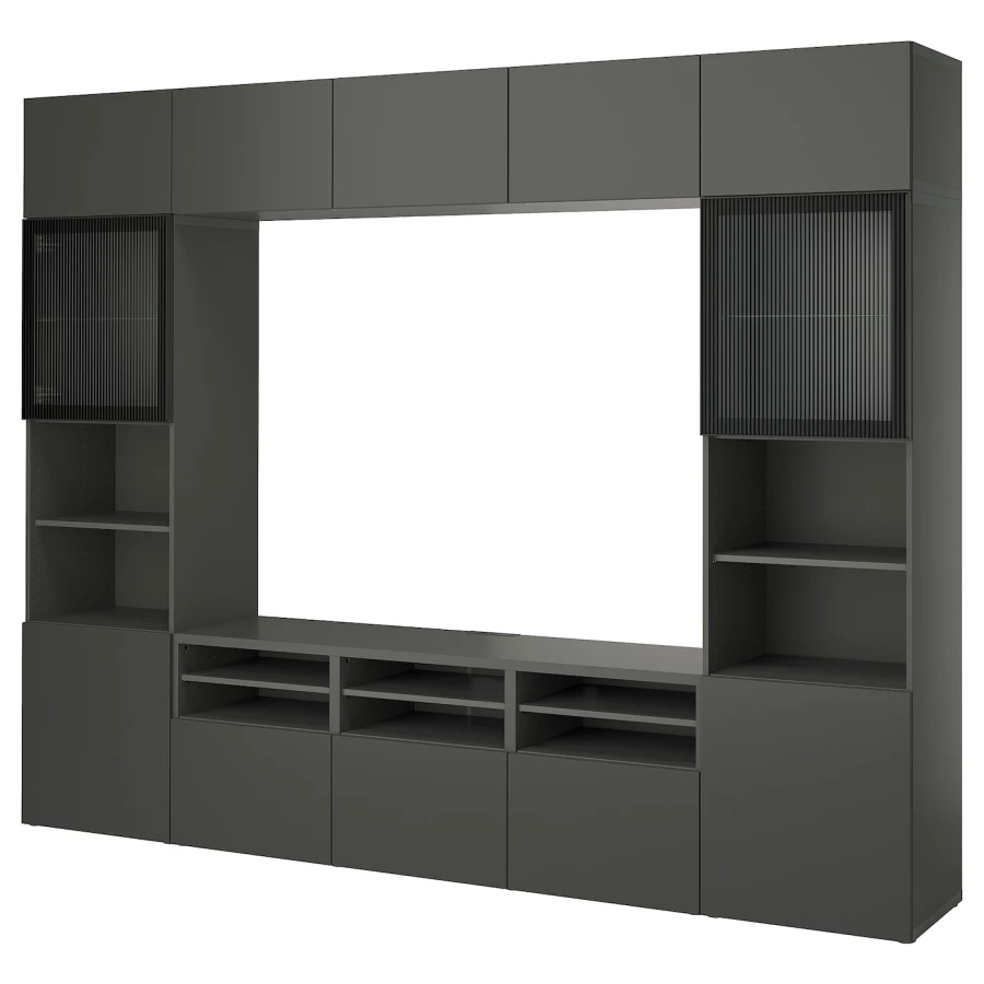 Комбинация для хранения ТВ - IKEA BESTÅ/BESTA, 231x42x321см, темно-серый, БЕСТО ИКЕА (изображение №1)