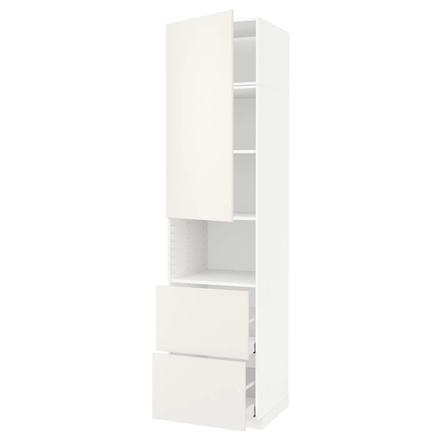Высокий шкаф с ящиками - IKEA METOD/MAXIMERA/МЕТОД/МАКСИМЕРА ИКЕА, 240х60х60 см, белый/светло-бежевый (изображение №1)