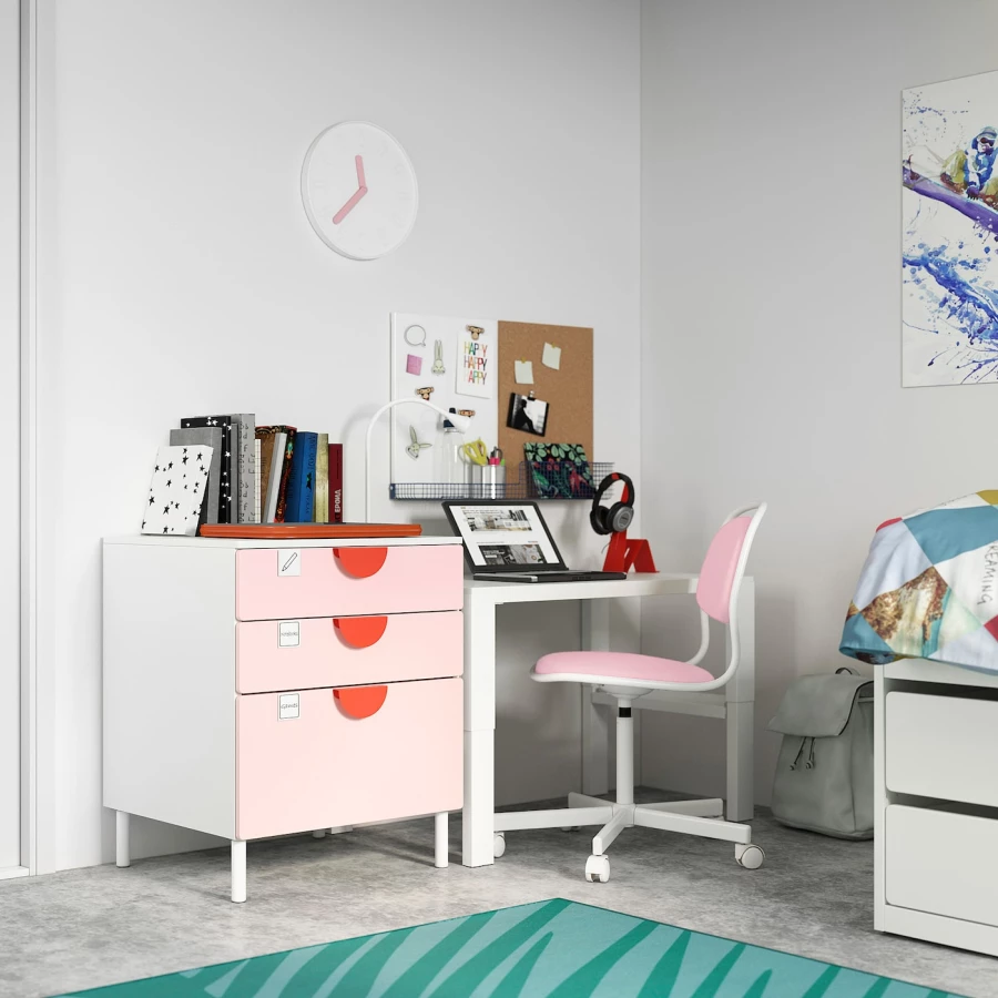 Комод детский - IKEA PLATSA/SMÅSTAD/SMASTAD, 60x55x63 см, белый/розовый, ИКЕА (изображение №4)