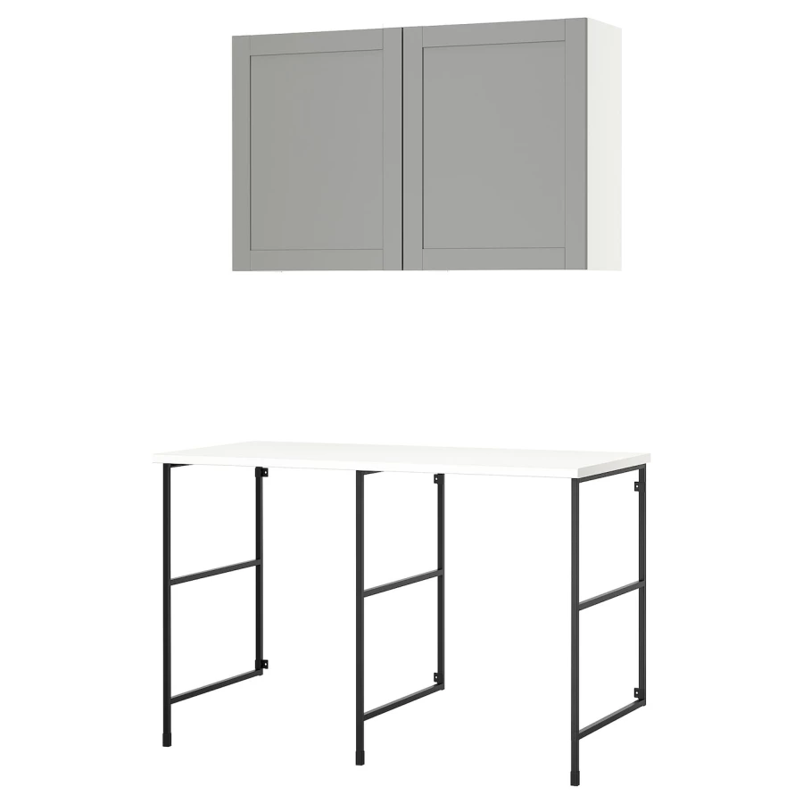 Комбинация для ванной - IKEA ENHET, 139х63.5х90.5 см, антрацит/белый/серый, ЭНХЕТ ИКЕА (изображение №1)