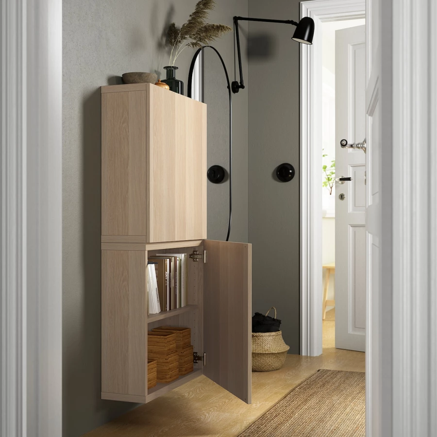 Навесной шкаф - IKEA BESTÅ/BESTA, 60x22x128 см, коричневый, БЕСТО ИКЕА (изображение №2)