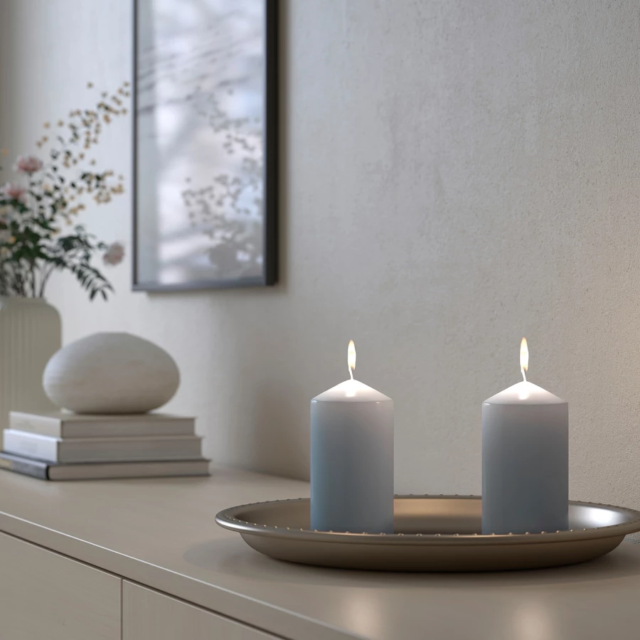 Свеча формовая без запаха - IKEA DAGLIGEN/ДАГЛИГЕН ИКЕА, 14х6,8 см, светло-серый (изображение №3)