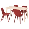 Кухонный стол - LISABO/ODGER IKEA/ ЛИСАБО/ОДГЕР ИКЕА, 140х78х74 см, красный/бежевый