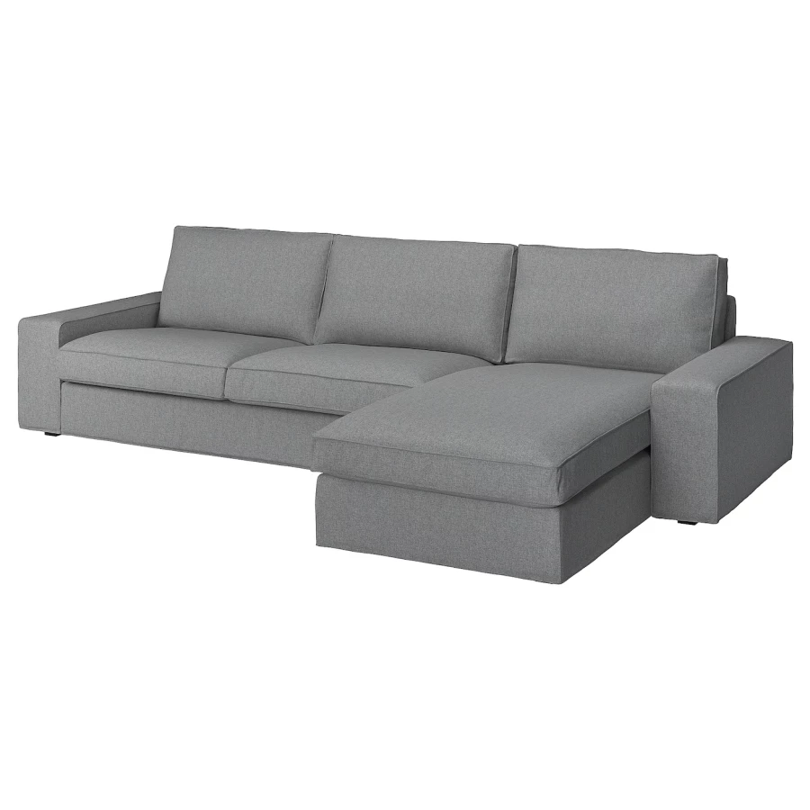 3-местный диван и шезлонг - IKEA KIVIK, 83x95/163x318см, серый/светло-серый, КИВИК ИКЕА (изображение №1)