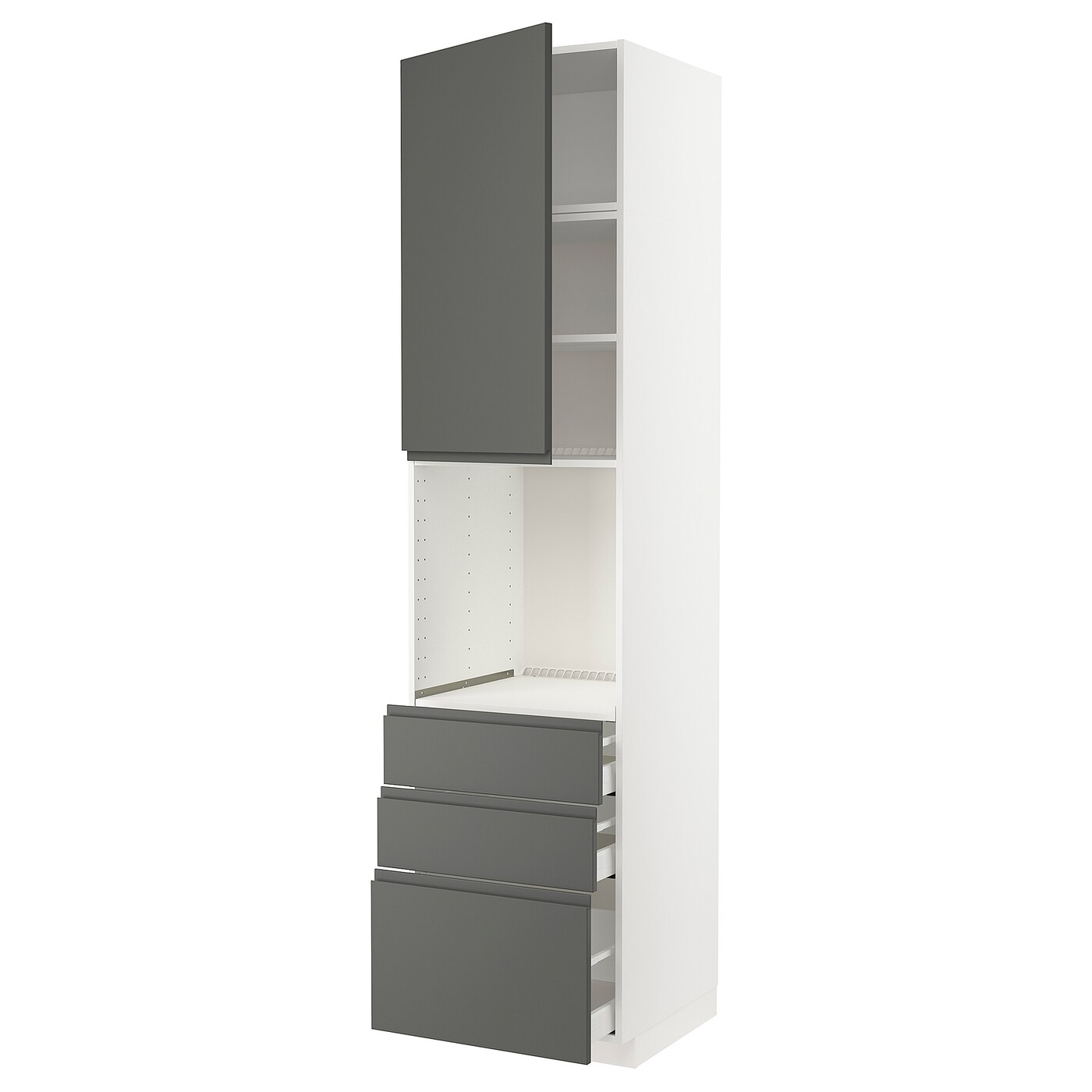 Высокий шкаф - IKEA METOD/MAXIMERA/МЕТОД/МАКСИМЕРА ИКЕА, 240х60х60 см, белый/темно-серый