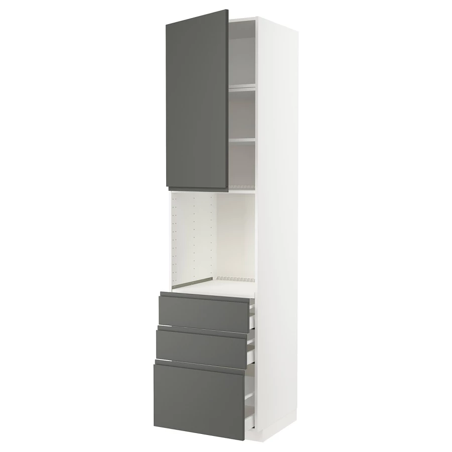 Высокий шкаф - IKEA METOD/MAXIMERA/МЕТОД/МАКСИМЕРА ИКЕА, 240х60х60 см, белый/темно-серый (изображение №1)
