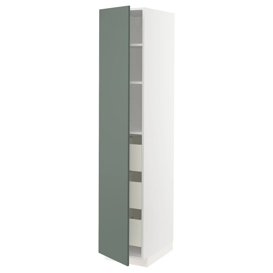 Высокий шкаф с ящиками - IKEA METOD/MAXIMERA/МЕТОД/МАКСИМЕРА ИКЕА, 200х60х40 см, белый/темно-серый (изображение №1)