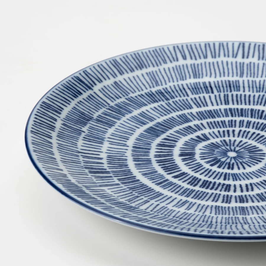 Набор тарелок, 4 шт. - IKEA ENTUSIASM, 18 см, белый/синий, ЭНТУЗИАЗМ ИКЕА (изображение №2)