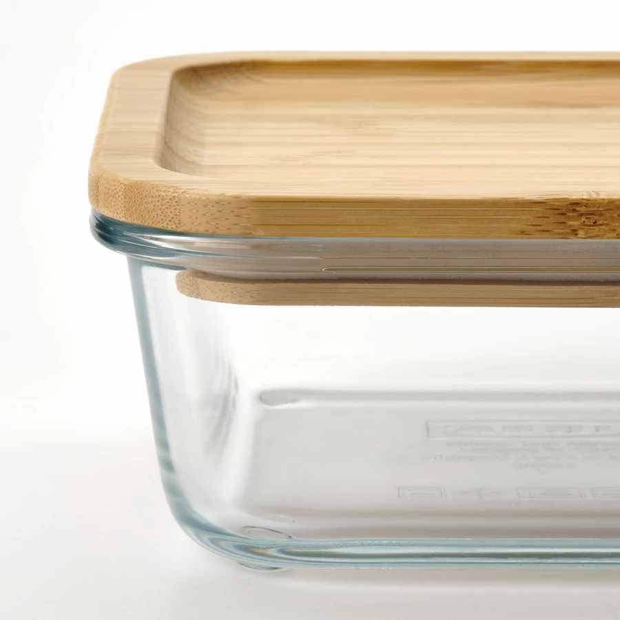 Контейнер для продуктов с крышкой - IKEA 365+, 15х15х7 см, стекло/бамбук, ИКЕА 365+ (изображение №4)