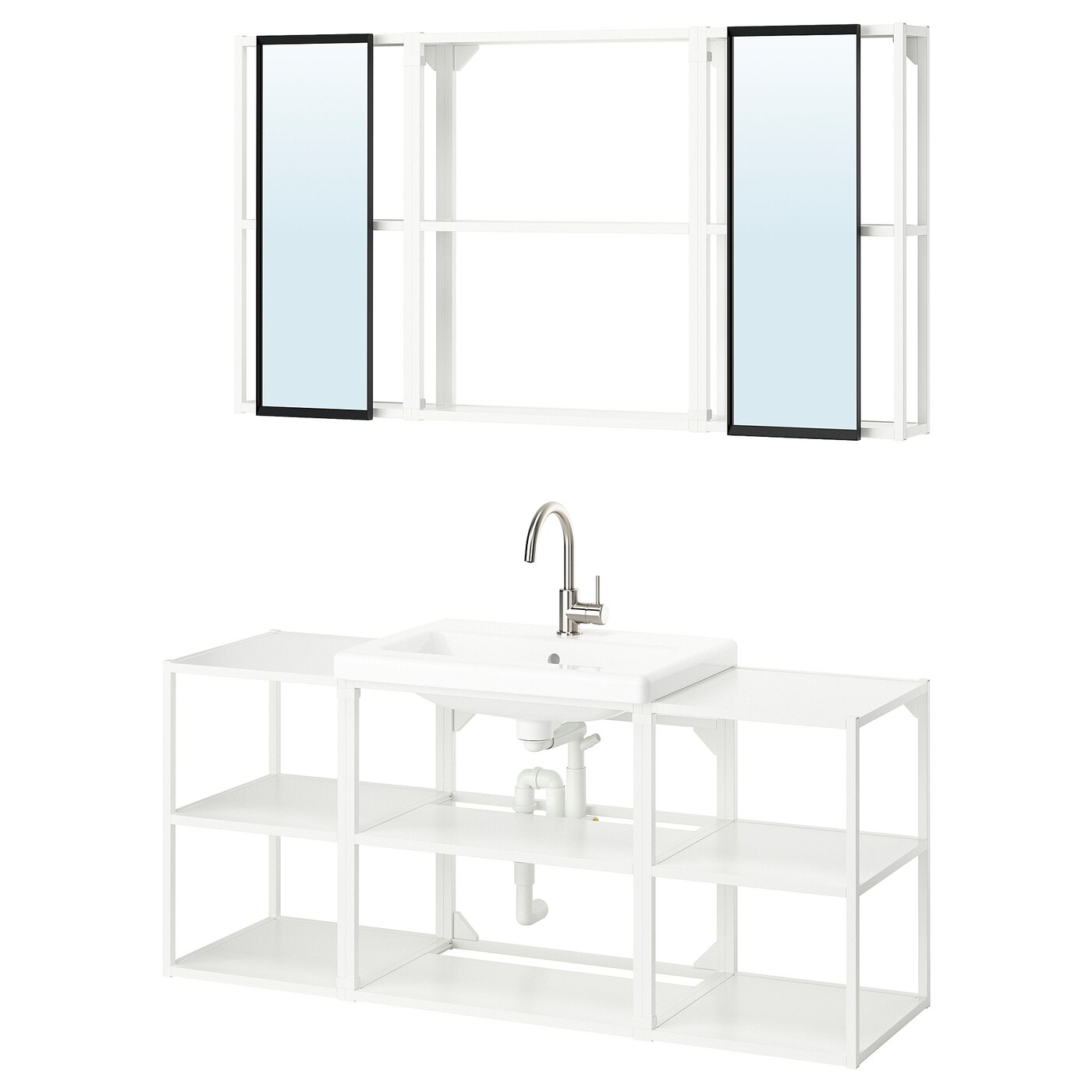 Комбинация для ванной - IKEA ENHET, 140х43х65 см, белый, ЭНХЕТ ИКЕА