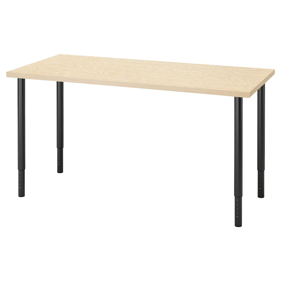 Письменный стол - IKEA MITTCIRKEL/OLOV, 140х60х63-93 см, сосна/черный, МИТЦИРКЕЛЬ/ОЛОВ ИКЕА (изображение №1)