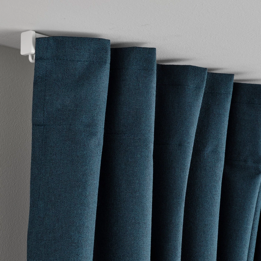 Плотная штора, 2 шт. - IKEA ROSENMANDEL, 300х135 см, темно-синий, РОЗЕНМАНДЕЛ ИКЕА (изображение №4)