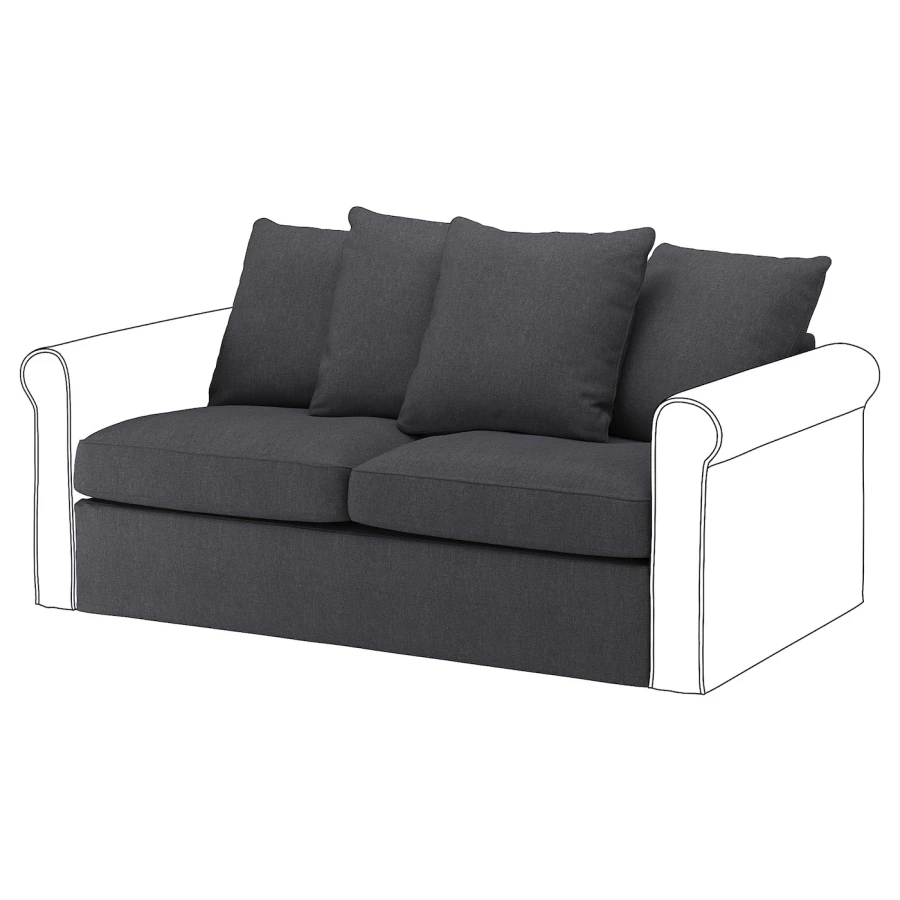 Чехол на 2-местную секцию дивана-кровати - GRÖNLID / GRОNLID  IKEA/  ГРЕНЛИД ИКЕА,  темно-серый (изображение №1)