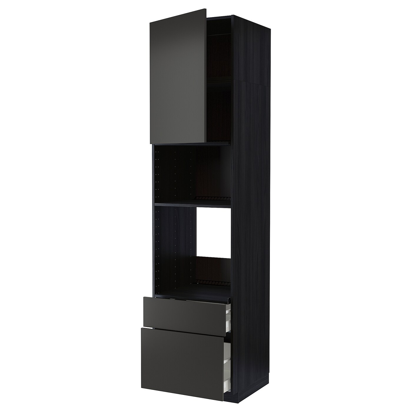 Высокий шкаф с ящиками - IKEA METOD/MAXIMERA/МЕТОД/МАКСИМЕРА ИКЕА, 240х60х60 см, черный