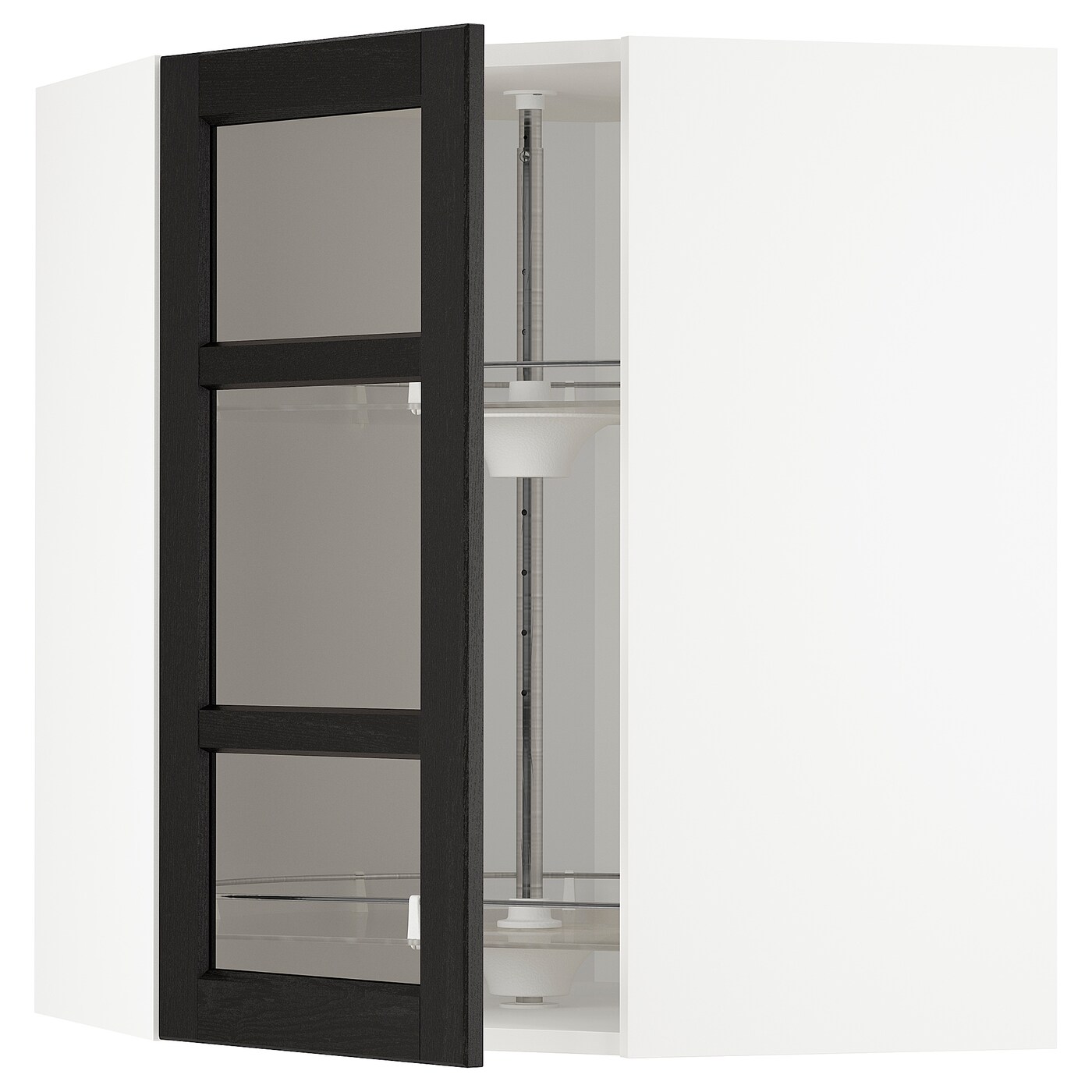 Навесной шкаф - IKEA METOD, 67.5х67.5х80 см, белый/черный/стекло, МЕТОД ИКЕА