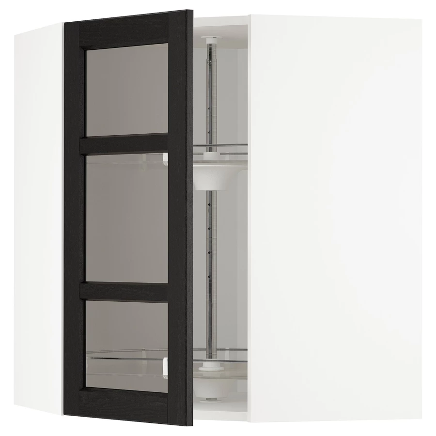 Навесной шкаф - IKEA METOD, 67.5х67.5х80 см, белый/черный/стекло, МЕТОД ИКЕА (изображение №1)