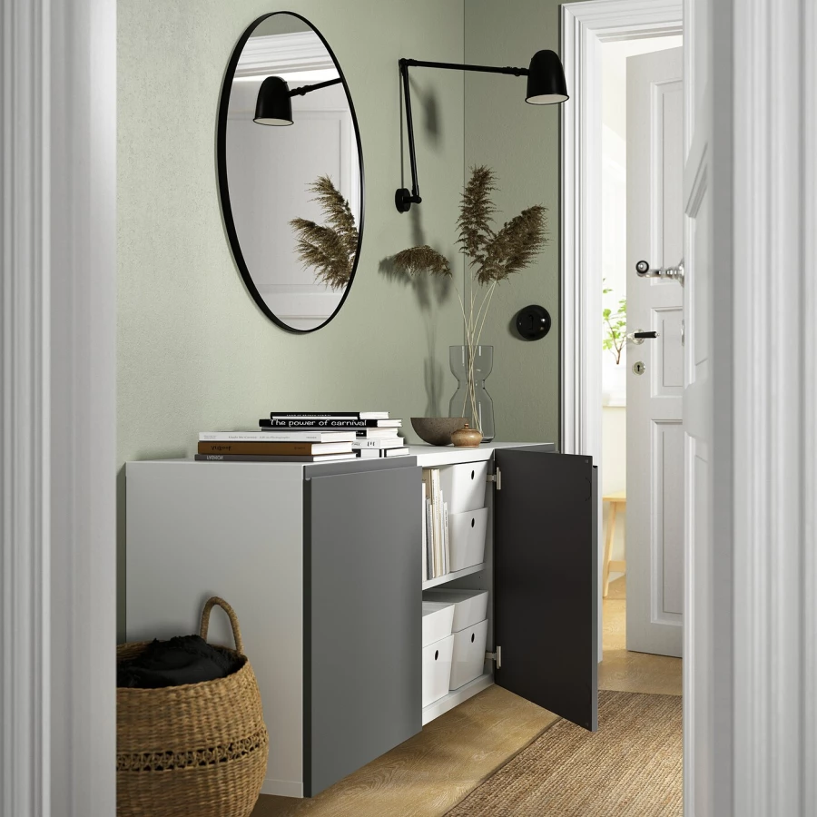 Навесной шкаф - IKEA BESTÅ/BESTA, 180x42x64 см, серый, БЕСТО ИКЕА (изображение №3)