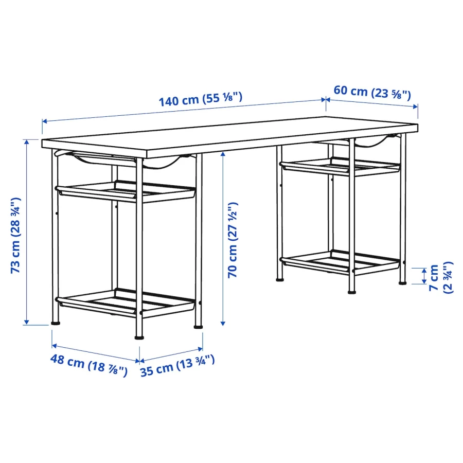 Письменный стол - IKEA LAGKAPTEN SPÄND/SPAND/СПЭНД ЛАГКАПТЕН ИКЕА, 140x60см, под беленый дуб (изображение №4)