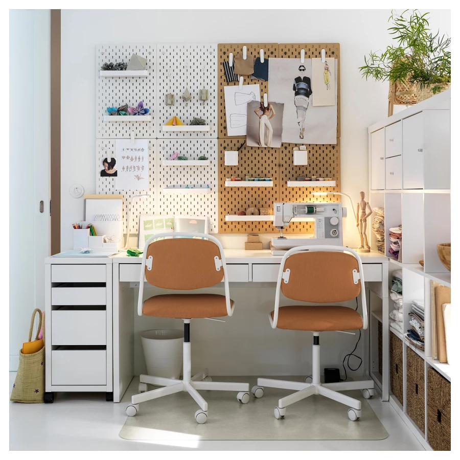 Письменный стол с ящиками - IKEA MICKE, 142x50 см, белый, МИККЕ ИКЕА (изображение №3)