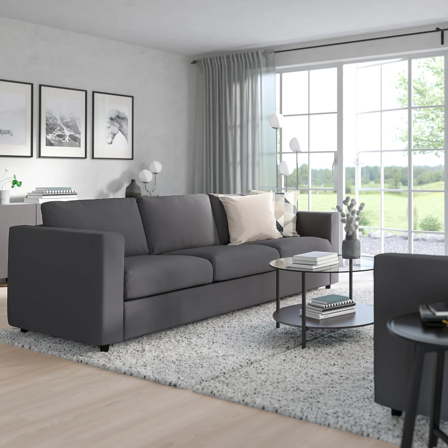 3-местный диван-кровать - IKEA VIMLE, 98x261см, темно-серый, ВИМЛЕ ИКЕА (изображение №3)