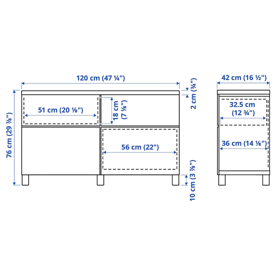 Комбинация для хранения - IKEA BESTÅ/BESTA, 120х42х76 см, белый/серо-бежевый, БЕСТО ИКЕА (изображение №6)