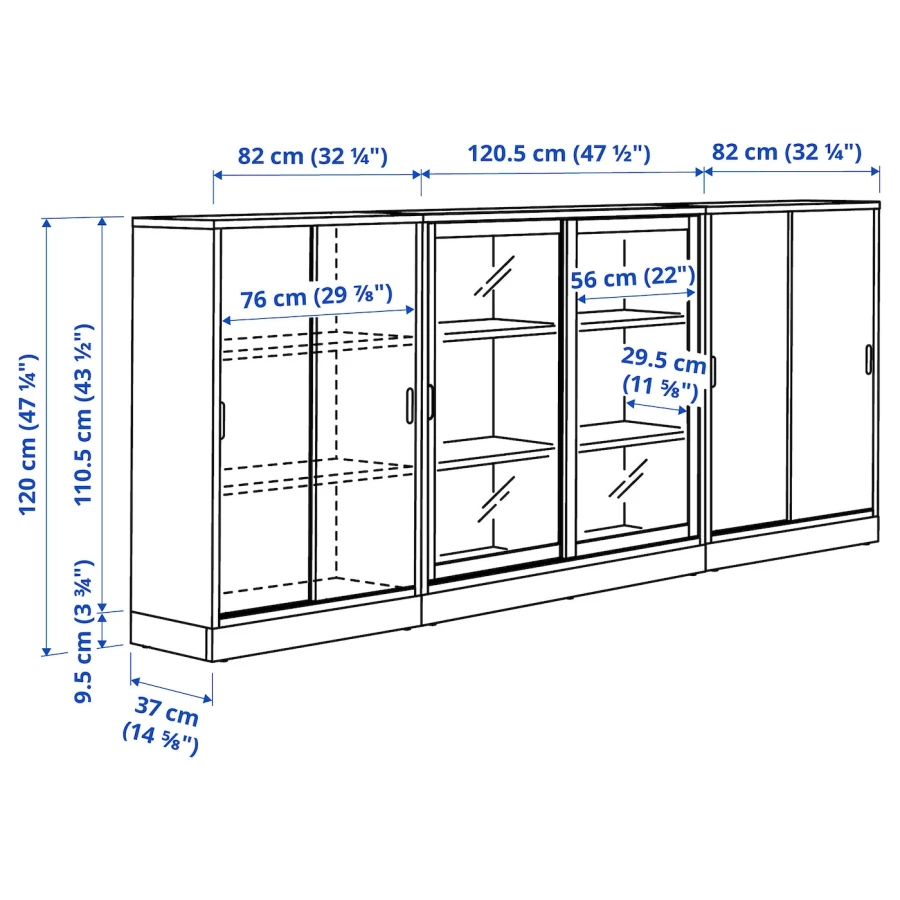 Комбинация с раздвижными дверями - IKEA TONSTAD/ТОНСТАД ИКЕА, 284х37х120 см, светло-коричневый (изображение №3)