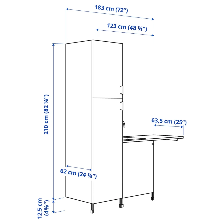 Комбинация для ванной - IKEA ENHET,  183х63.5х222.5 см, белый/имитация дуба, ЭНХЕТ ИКЕА (изображение №3)