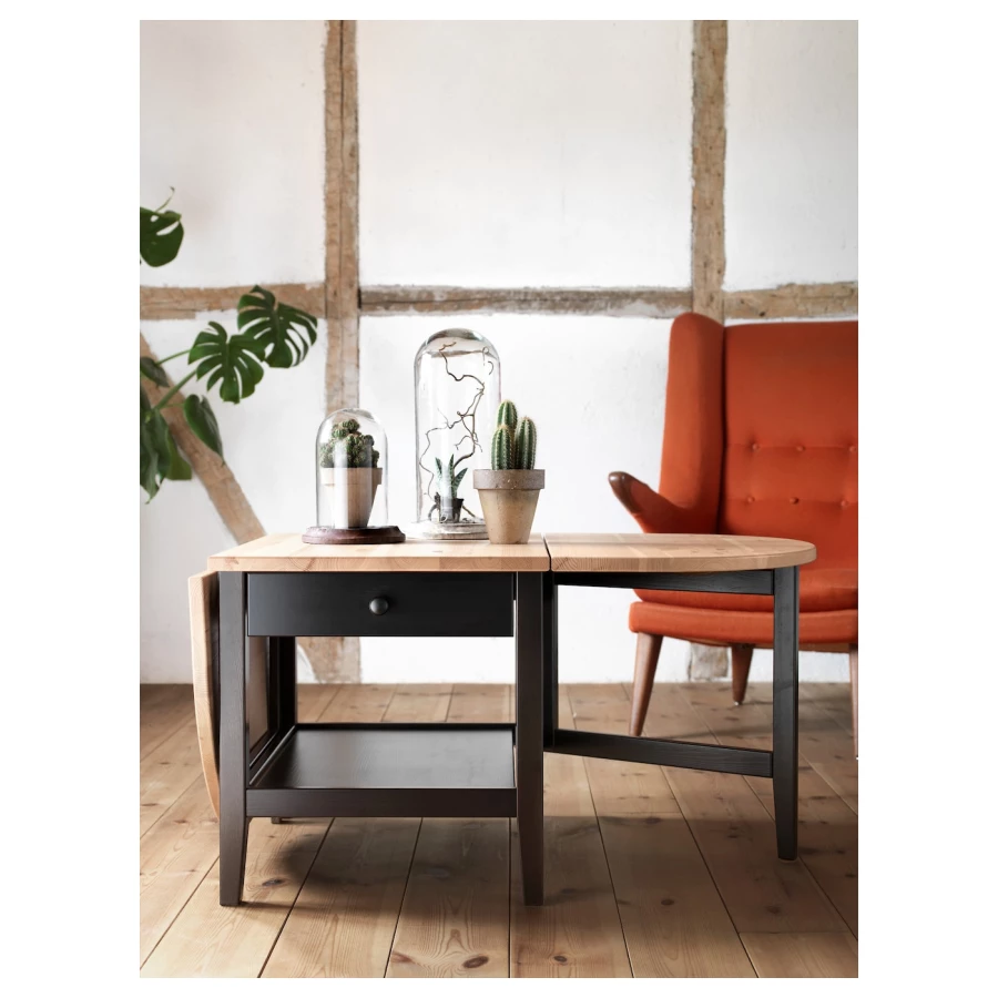 Журнальный стол - IKEA ARKELSTORP/ИКЕА АРКЕЛЬСТОРП, 65x140x52 см, черный/светло-коричневый (изображение №3)