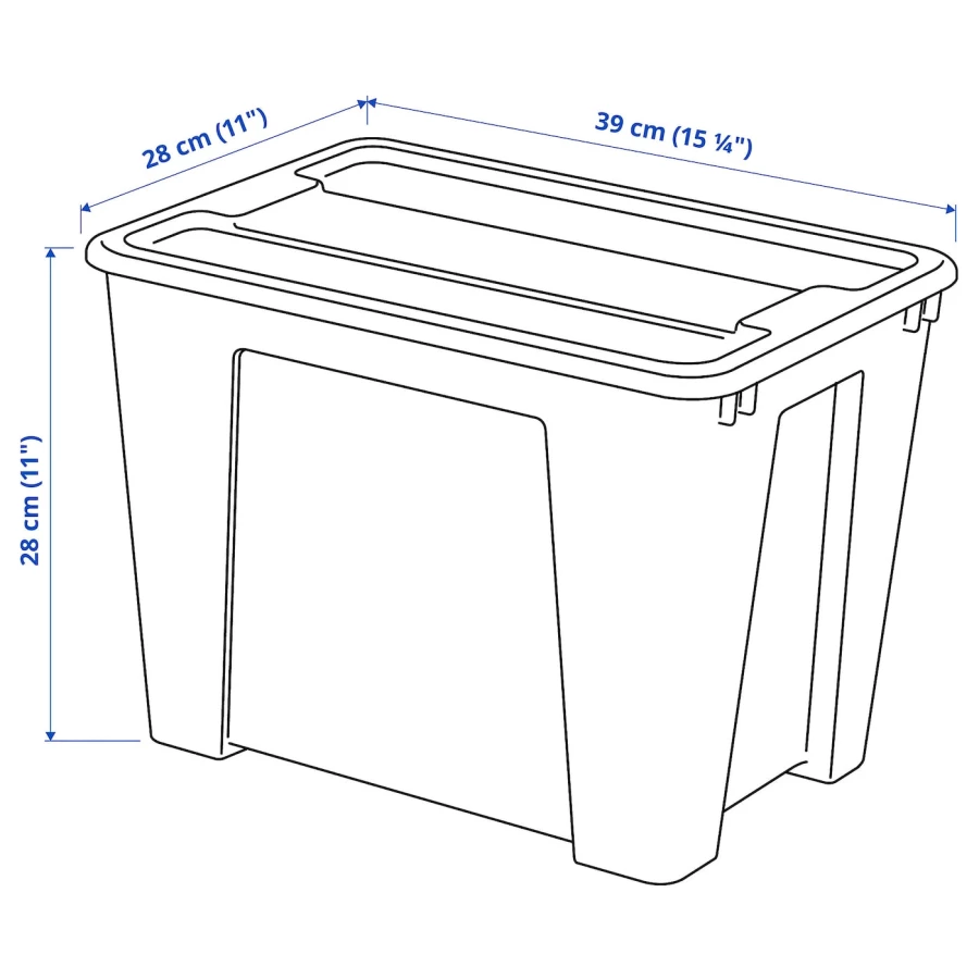 Коробка с крышкой - SAMLA IKEA/ САМЛА ИКЕА, 39х28х28  см, прозрачный (изображение №5)