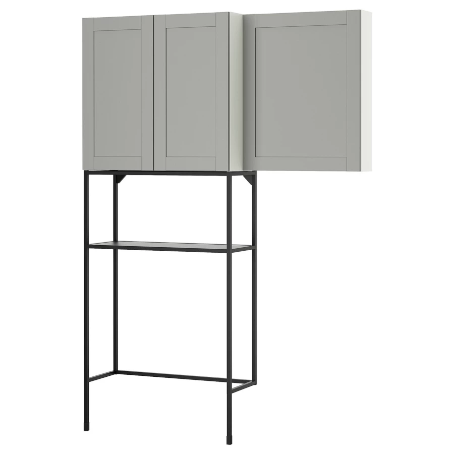 Книжный шкаф -  ENHET IKEA/ ЭНХЕТ ИКЕА, 204х140см, белый/серый (изображение №1)