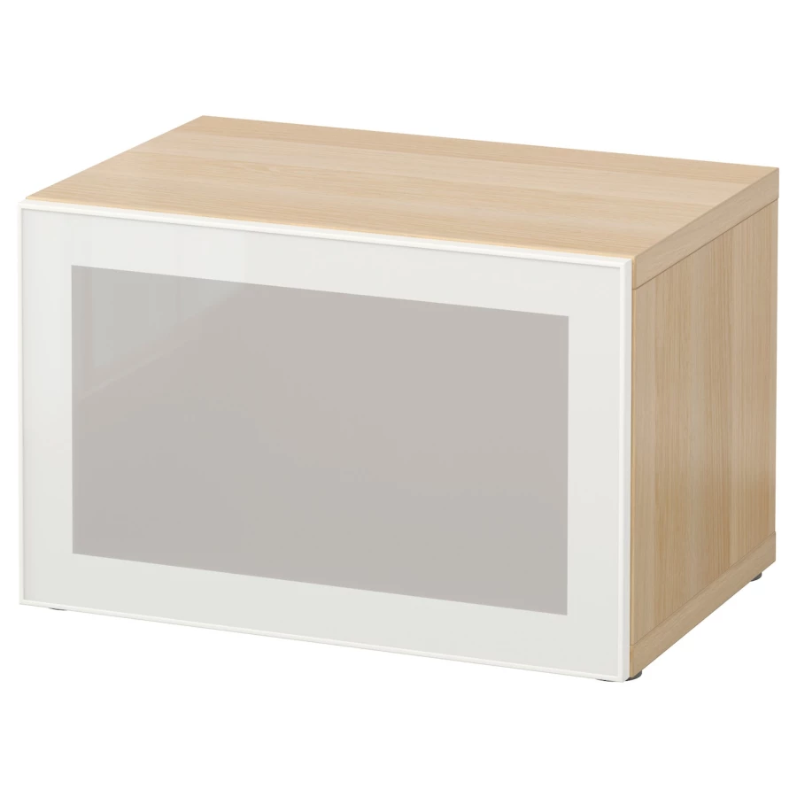 Шкаф-витрина - BESTÅ / BESTА IKEA/  БЕСТА ИКЕА,  60х38 см, белый/ под беленый дуб (изображение №1)