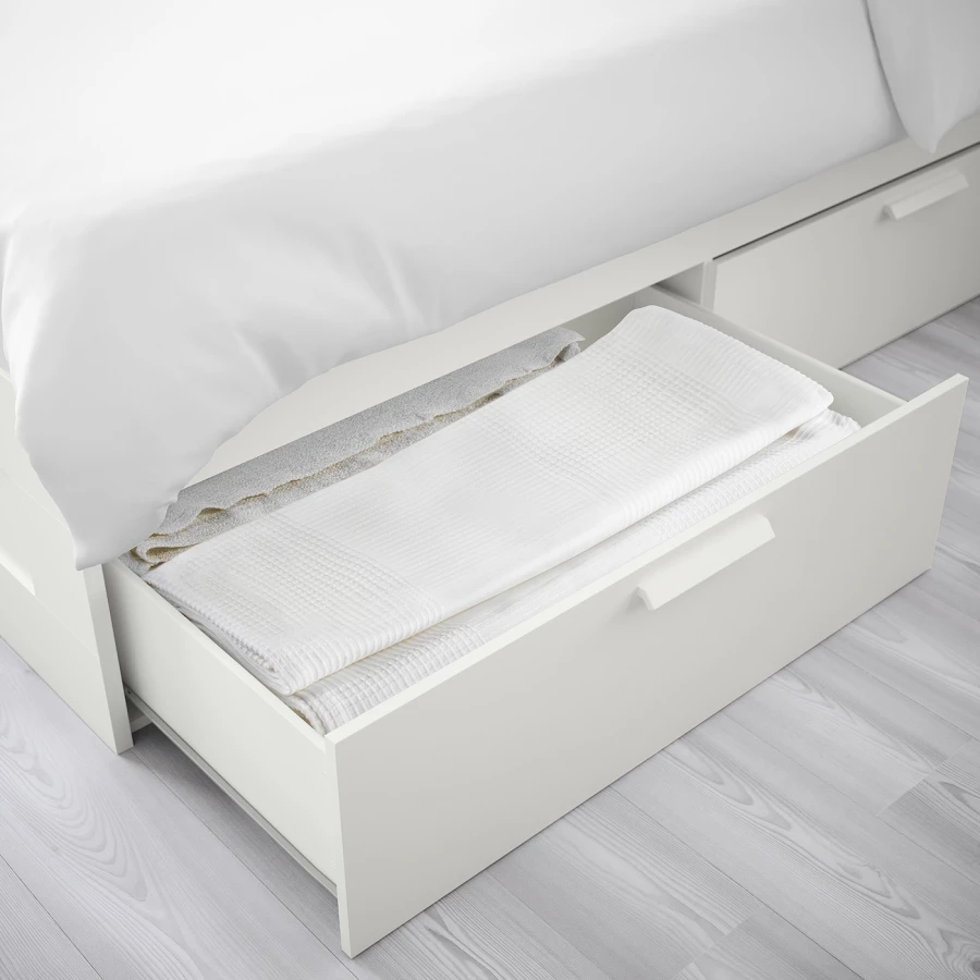 Каркас кровати с ящиками - IKEA BRIMNES, 200х160 см, белый, БРИМНЕС ИКЕА (изображение №8)