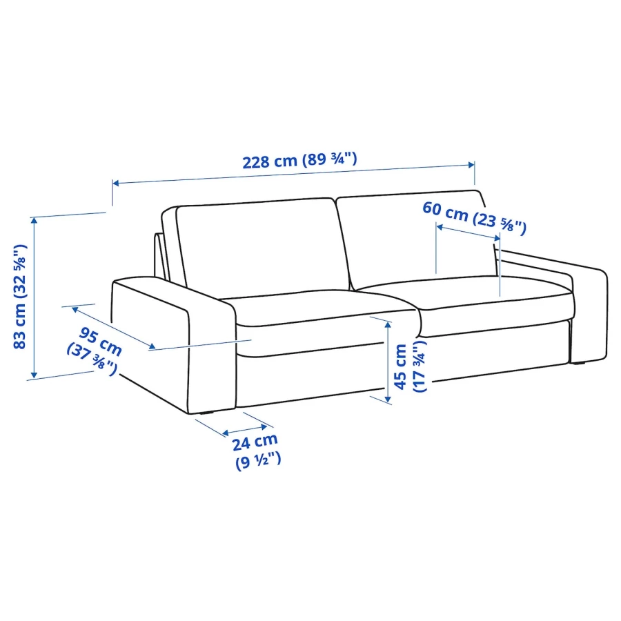 Диван 3-местный - IKEA KIVIK/КИВИК ИКЕА, розовый (изображение №7)