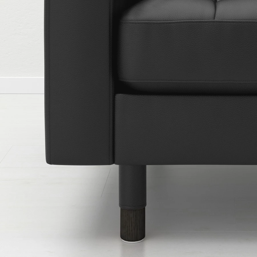 2-местный диван - IKEA LANDSKRONA, 164х89х78 см, черный, кожа, ЛАНДСКРУНА ИКЕА (изображение №2)