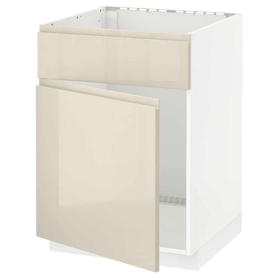 Напольный шкаф - METOD IKEA/ МЕТОД ИКЕА,  88х60 см, белый/светло-бежевый (изображение №1)