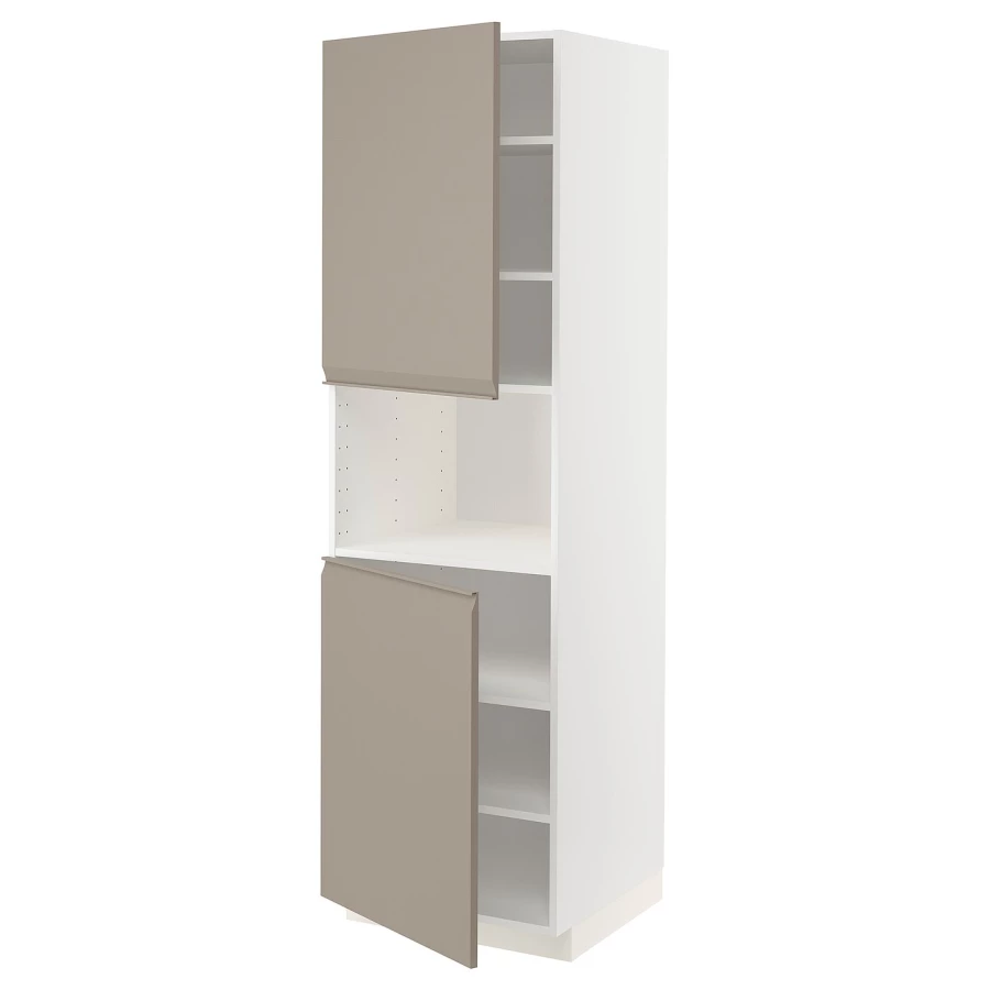 Высокий шкаф - IKEA METOD/МЕТОД ИКЕА, 200х60х60 см, белый/бежевый (изображение №1)