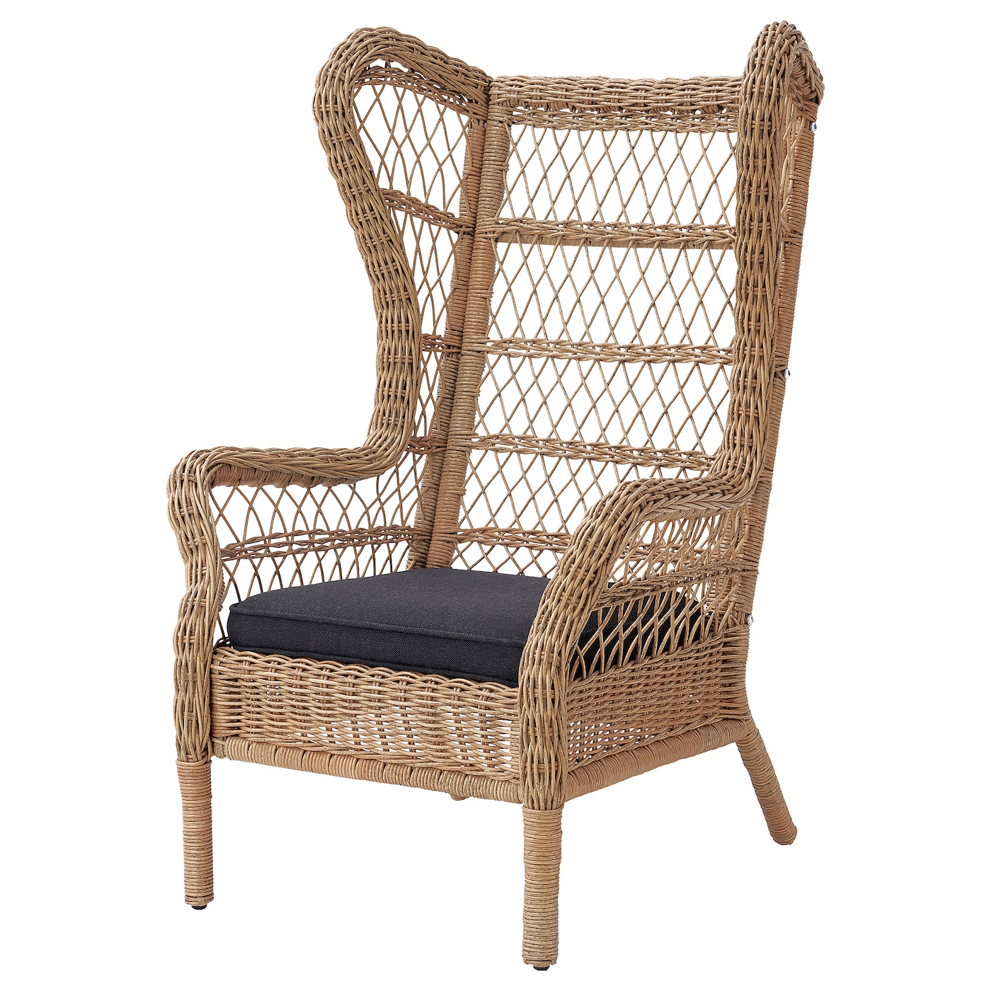 Садовое кресло - IKEA RISHOLMEN, 56x108x67см, черный/светло-коричневый, РИСХОЛЬМЕН ИКЕА