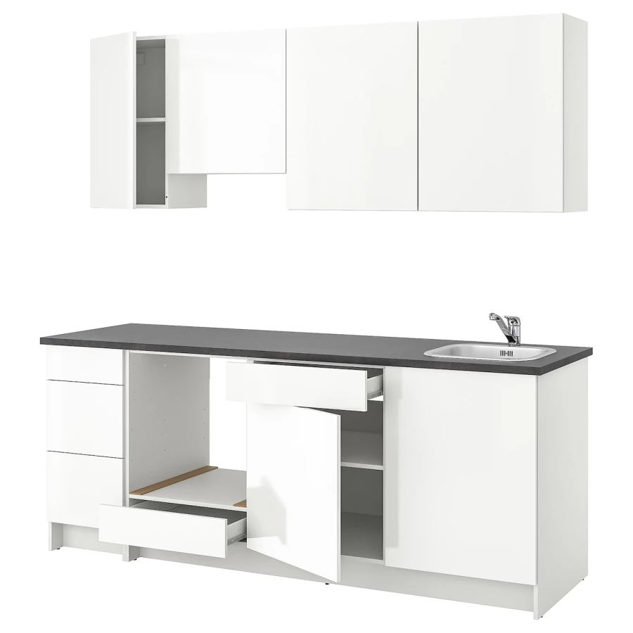 Кухонная комбинация для хранения - KNOXHULT IKEA/ КНОКСХУЛЬТ ИКЕА, 220х61х220 см, бежевый/серый (изображение №1)