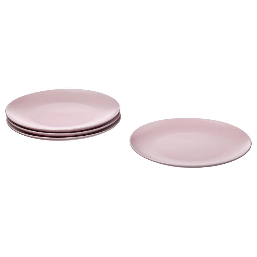 Набор тарелок, 4 шт. - IKEA FÄRGKLAR/FARGKLAR, 26 см, светло-розовый, ФЭРГКЛАР ИКЕА (изображение №1)
