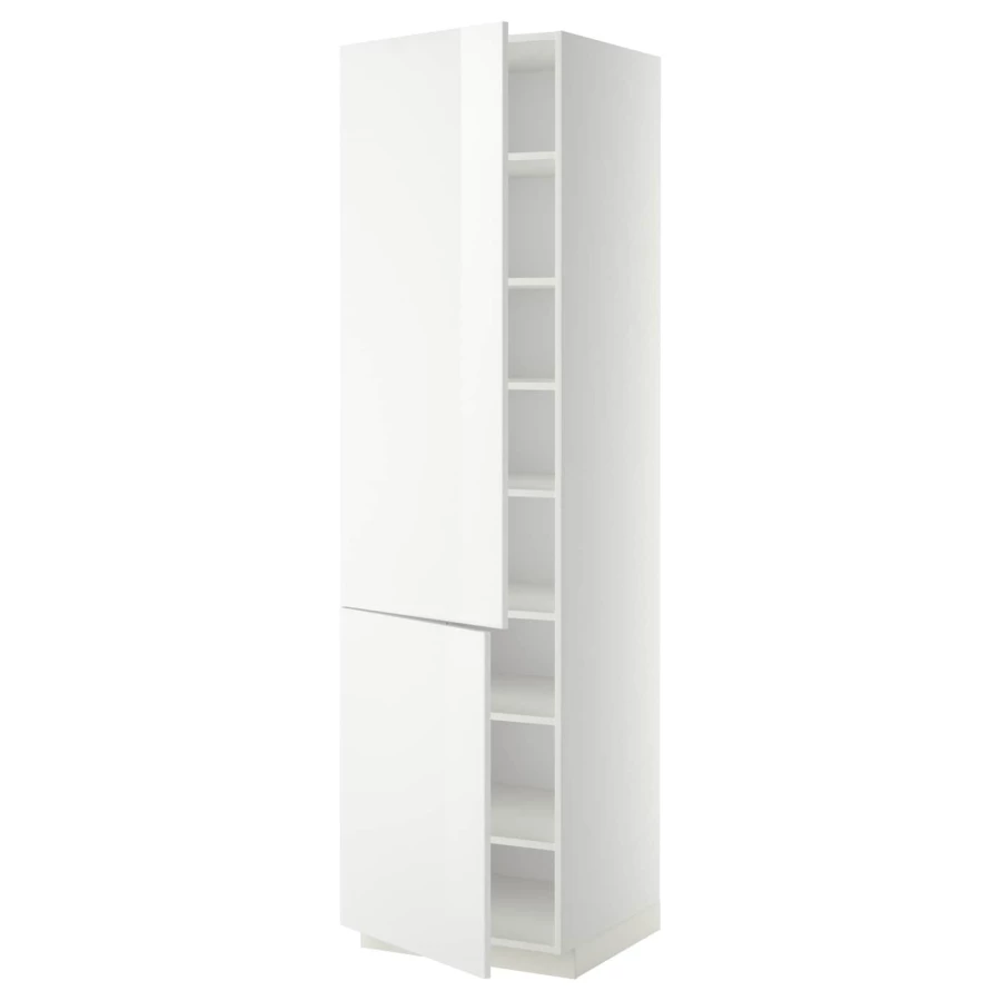 Высокий кухонный шкаф с полками - IKEA METOD/МЕТОД ИКЕА, 220х60х60 см, белый (изображение №1)