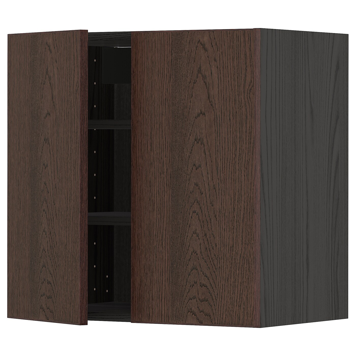 Навесной шкаф с полкой - METOD IKEA/ МЕТОД ИКЕА, 60х60 см, черный/коричневый
