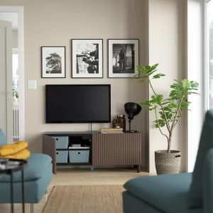 Тумба под ТВ с дверцами - IKEA BESTÅ/BESTA/БЕСТО ИКЕА, 42х48х120 см, черный/коричневый