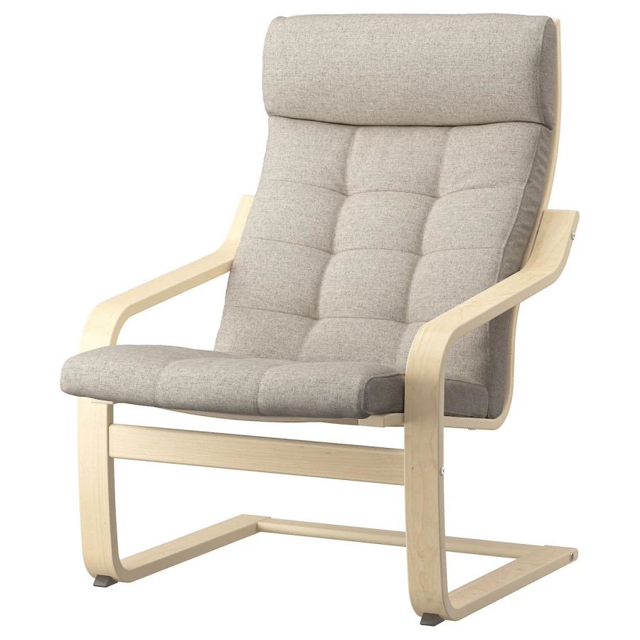 Кресло - IKEA POÄNG/POANG/ПОЭНГ ИКЕА, 68х82х100 см, светло-серый (изображение №1)