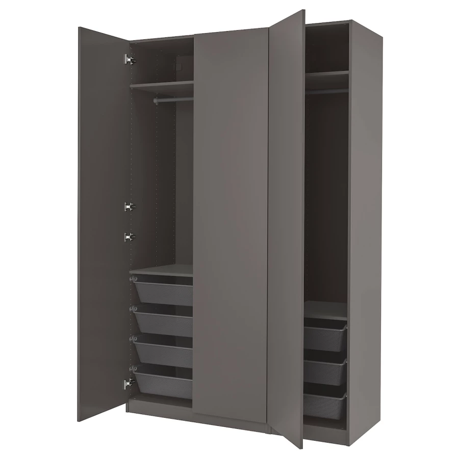 Платяной шкаф - IKEA PAX/FORSAND/ПАКС/ФОРСАНД ИКЕА,  150x60x236 см, темно-серый (изображение №1)