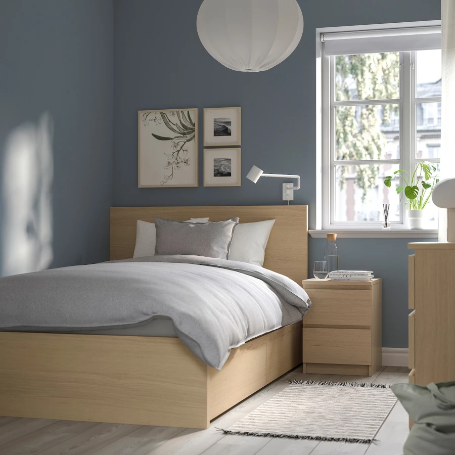 Каркас кровати с 2 ящиками для хранения - IKEA MALM, 200х120 см, под беленый дуб, МАЛЬМ ИКЕА (изображение №3)
