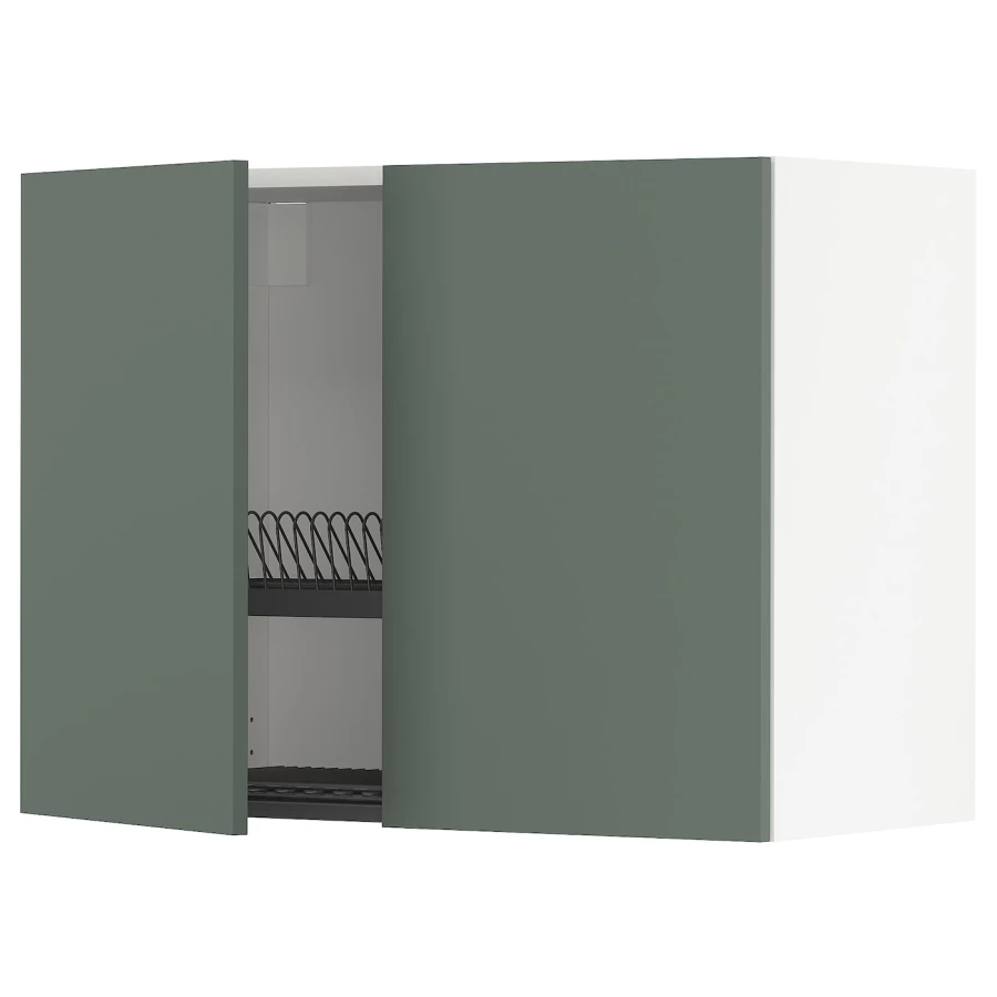 Навесной шкаф с сушилкой - METOD IKEA/ МЕТОД ИКЕА, 60х80 см, белый/темно-зеленый (изображение №1)